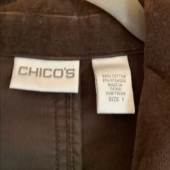Chico’s Dark Brown Corduroy Button up Jacket - Picture 3 of 6